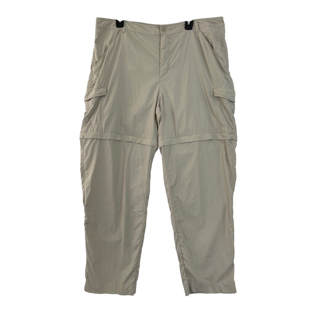 Columbia Convertible Cargo Pants Men XL Regular Khaki Beige Omni-Shade Hiking